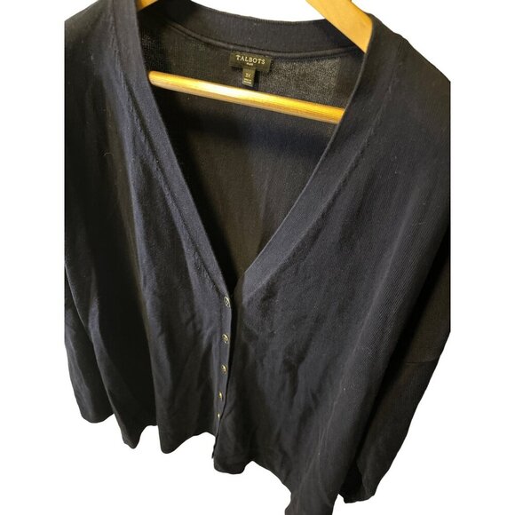 Talbots NWT Plus Navy Blue Long Sleeve V-Neck Button Up Knit Cardigan SZ 3XL - Picture 4 of 8
